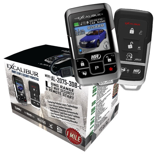 EXCALIBUR AL-2075-3DB-L 2 WAY 1 MILE RANGE ALARM REMOTE START SYSTEM
