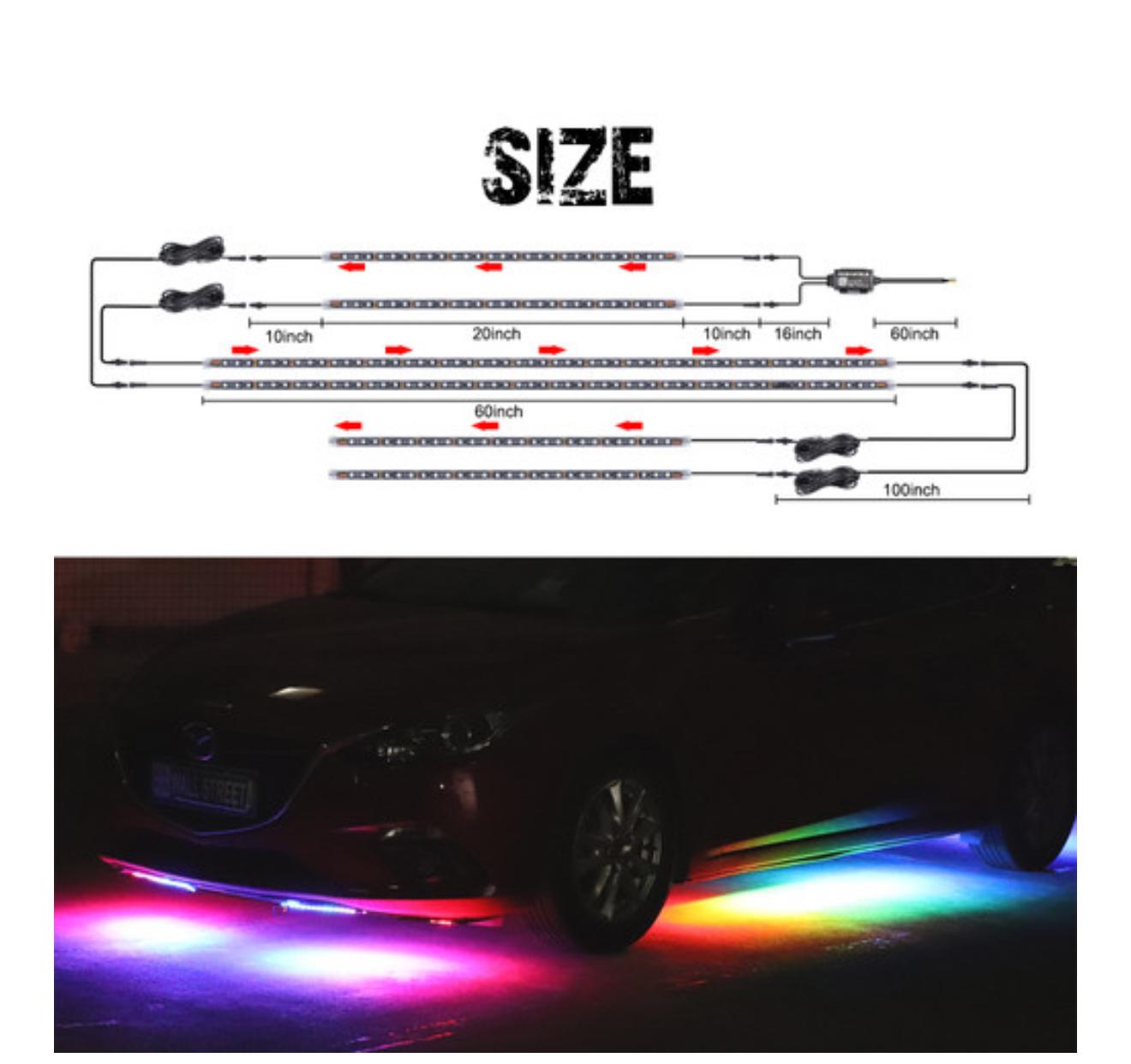GENSSI 4PC-UNDRGLOW-CHS - 4 Strip Flexible Chase LED Under Body Glow Kit Wireless with Remote Control