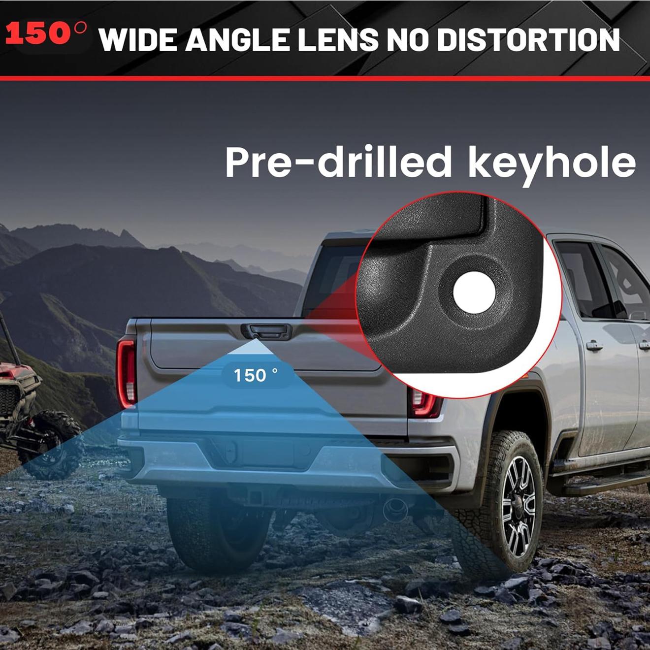 RED WOLF Tailgate Handle W/Reverse Backup Camera