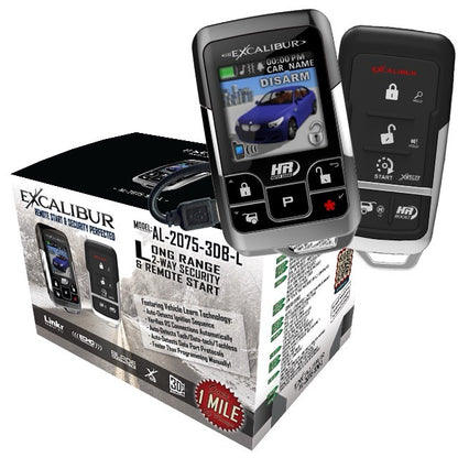 EXCALIBUR AL-2075-3DB-L 2 WAY 1 MILE RANGE ALARM REMOTE START SYSTEM