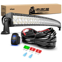 Barra de luz LED Nilight ZH116 | Barra de luz LED curva de doble fila de 50 pulgadas y 288W con luz combinada puntual y de inundación | Arnés de cableado de 12AWG e interruptor de 5 pines