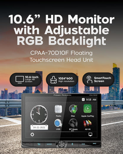 Power Acoustik CPAA-70D10F Car Stereo - Apple CarPlay & Android Auto Head Unit
