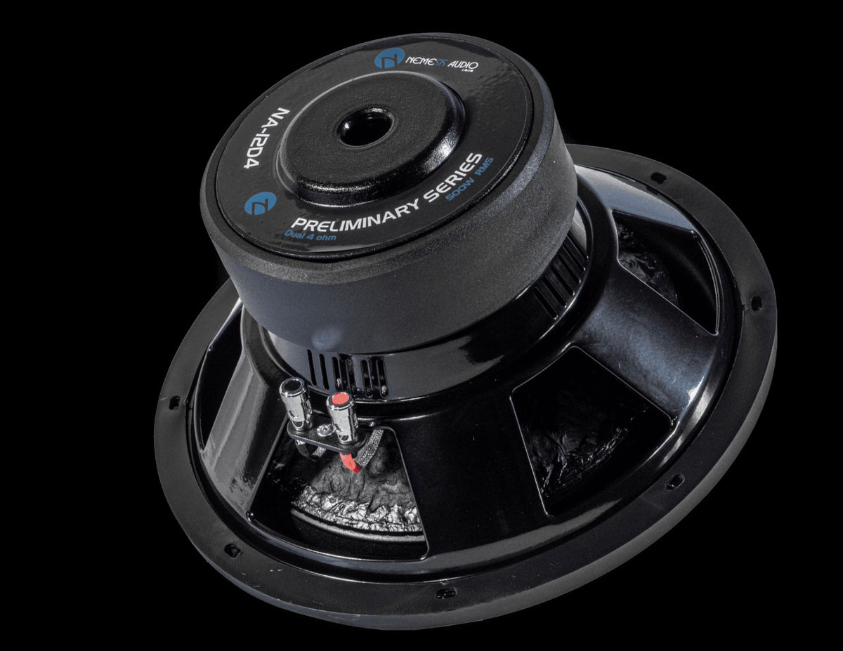 NA-12D4 12″ High Performance 500W RMS Dual Voice Coil 4-Ohm Preliminary Series Car Subwoofer