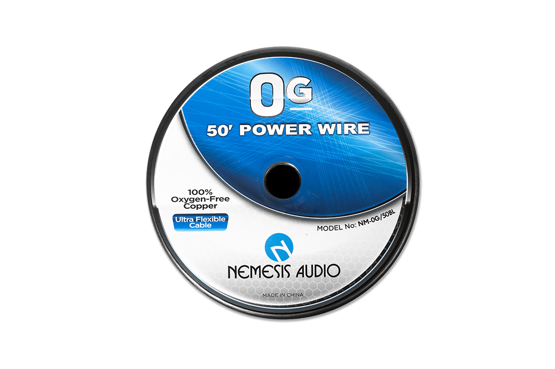 Nemesis NM-0/50BL | 0-gauge 50ft blue power wire. flexible, durable, for high-performance car audio wiring.