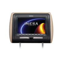 Monitor universal preinstalado para reposacabezas NESA NPM-779DV-7" con reproductor de DVD combinado incorporado (3 fundas intercambiables para reposacabezas en beige, negro y gris)