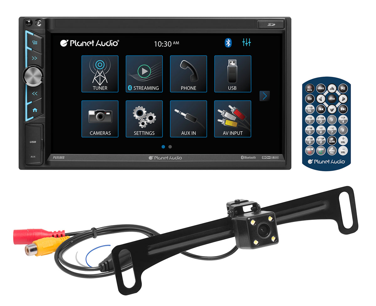 Planet Audio P695MBRC Reproductor Multimedia Doble-DIN SIN MECANISMO | Pantalla Táctil de 6.2" | Apple CarPlay con Cable | Bluetooth | Sin CD/DVD