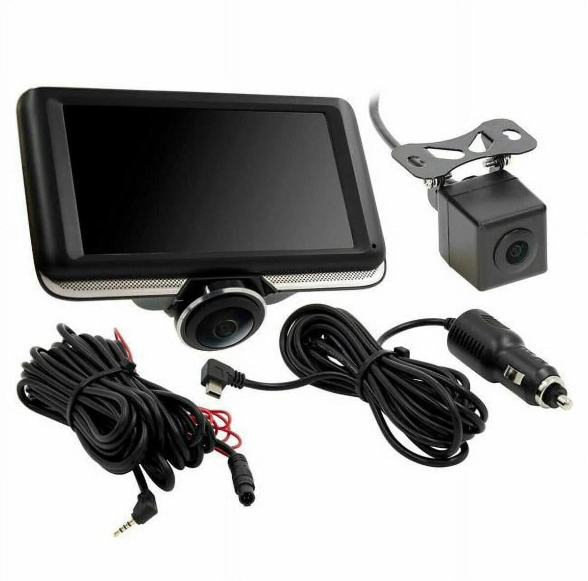 IBEAM TE-DVR360 CÁMARA DVR DE TABLERO CON VISTA DE 360°, CÁMARA DE VISIÓN TRASERA Y PANTALLA TÁCTIL LCD DE 4"
