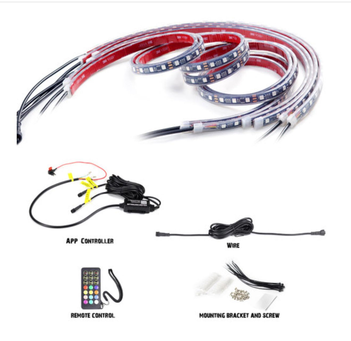 GENSSI 4PC-UNDRGLOW-CHS - 4 Strip Flexible Chase LED Under Body Glow Kit Wireless with Remote Control