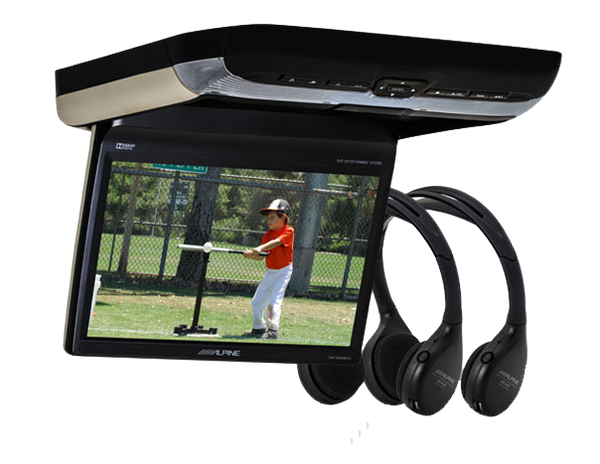 Alpine PKG-RSE3DVD 10.2" overhead video monitor with a built-in DVD player