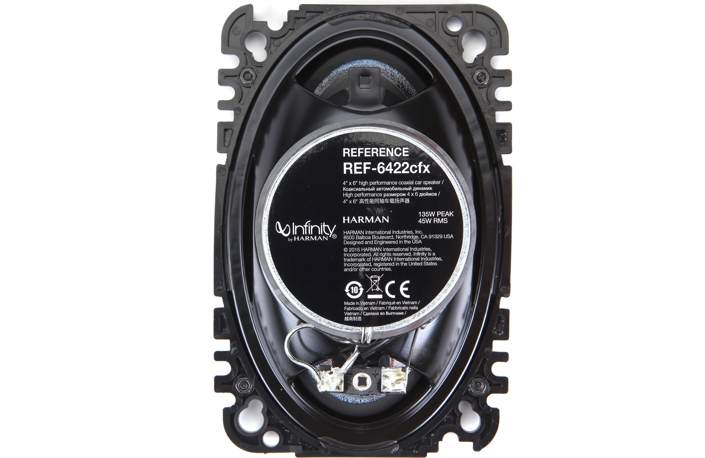 Infinity REF-6422SFX | Altavoz coaxial de referencia para coche de 135 W con tweeters textiles y accionamiento perimetral, 4x6