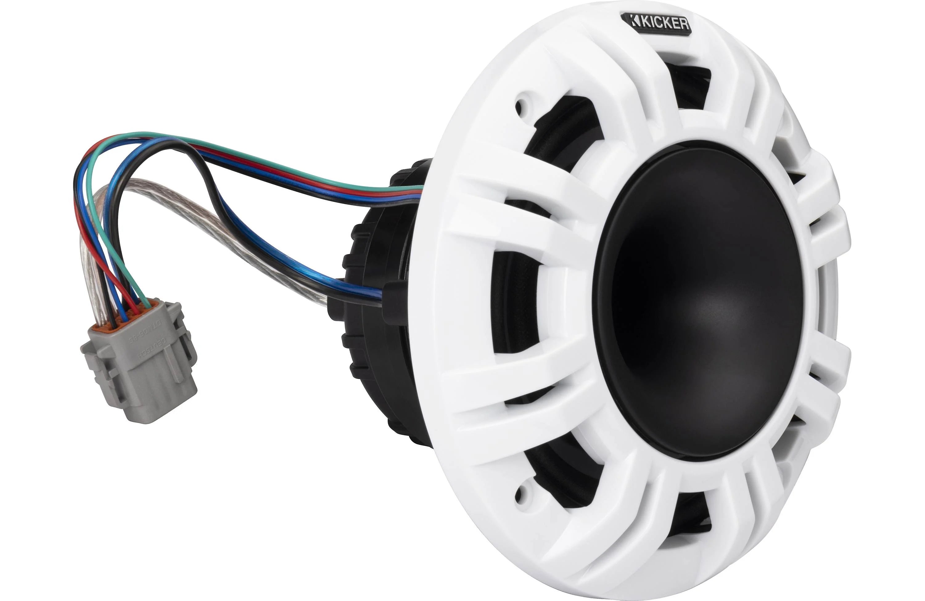 Kicker 48KMXL654 | 6-1/2" marine speakers with white and charcoal grilles