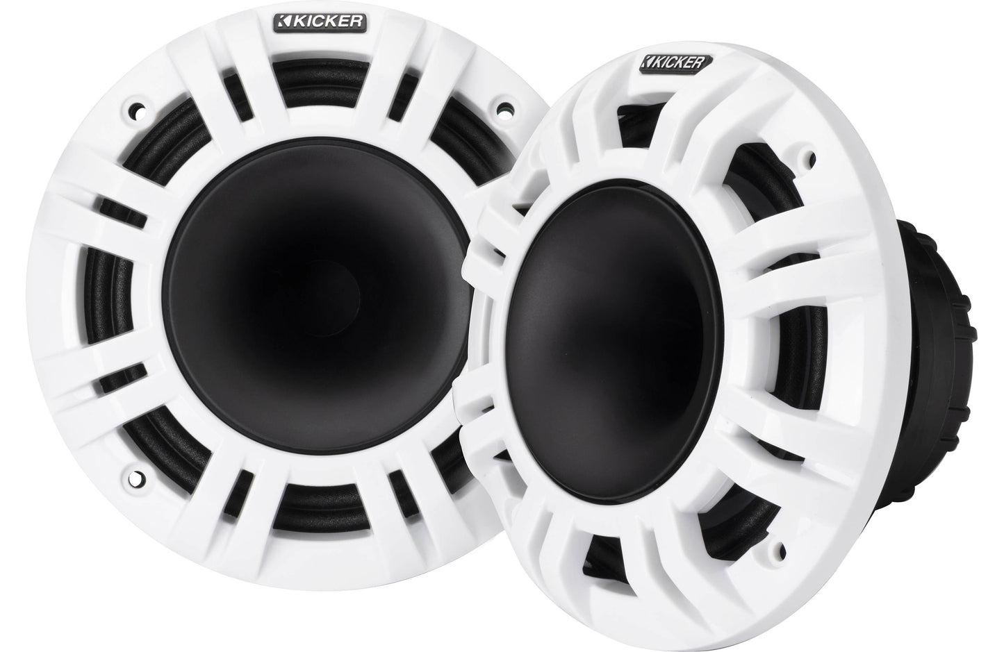 Kicker 48KMXL654 | 6-1/2" marine speakers with white and charcoal grilles