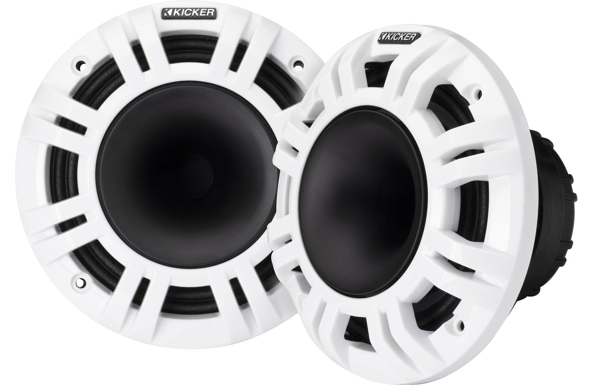 Kicker 48KMXL654 | 6-1/2" marine speakers with white and charcoal grilles