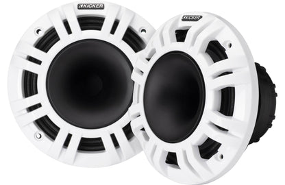 Kicker 48KMXL654 | 6-1/2" marine speakers with white and charcoal grilles